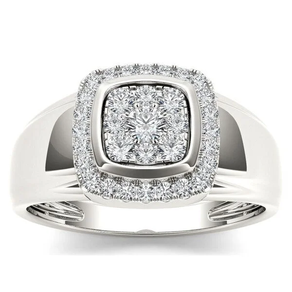 De Couer IGI Certified 10k White Gold 1/2ct TDW Diamond Men's Ring