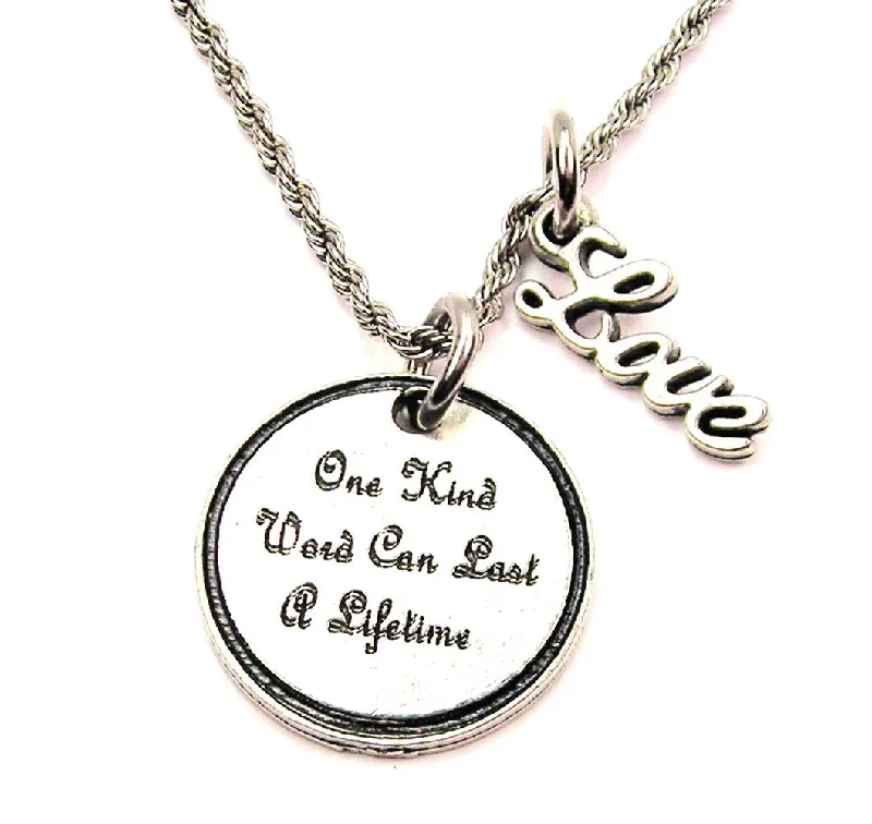 chunky necklaces for women -One Kind Word Can Last A Lifetime 20" Chain Necklace With Cursive Love Accent