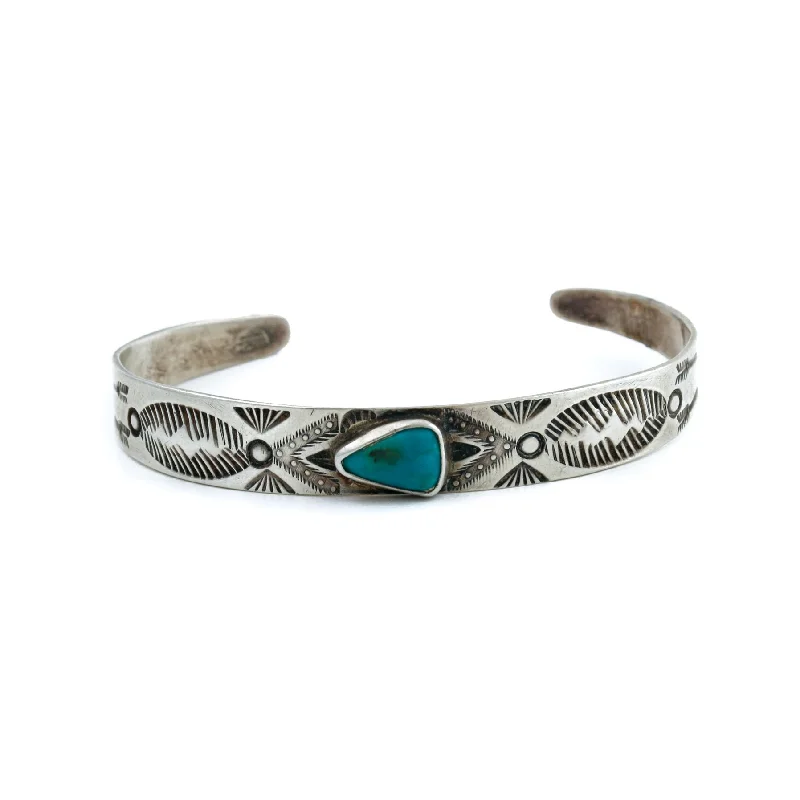 custom silver bangles -Traditional 1940's Navajo Cuff x Blue Gem Turquoise