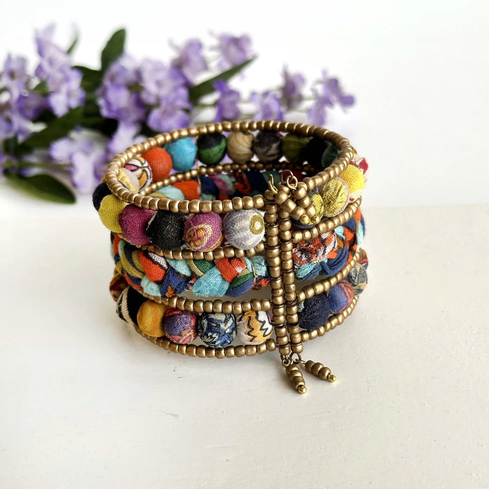 engraved bracelets for women -Kantha Plaited Cuff