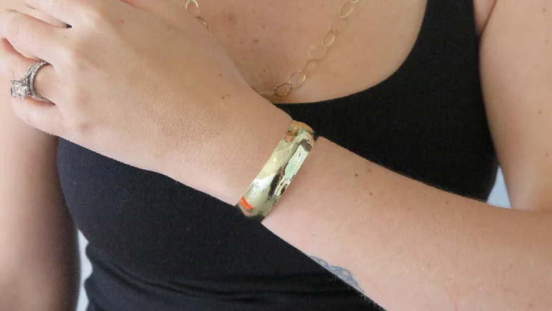 beaded charm bracelets -Thin Gold Hammered Cuff