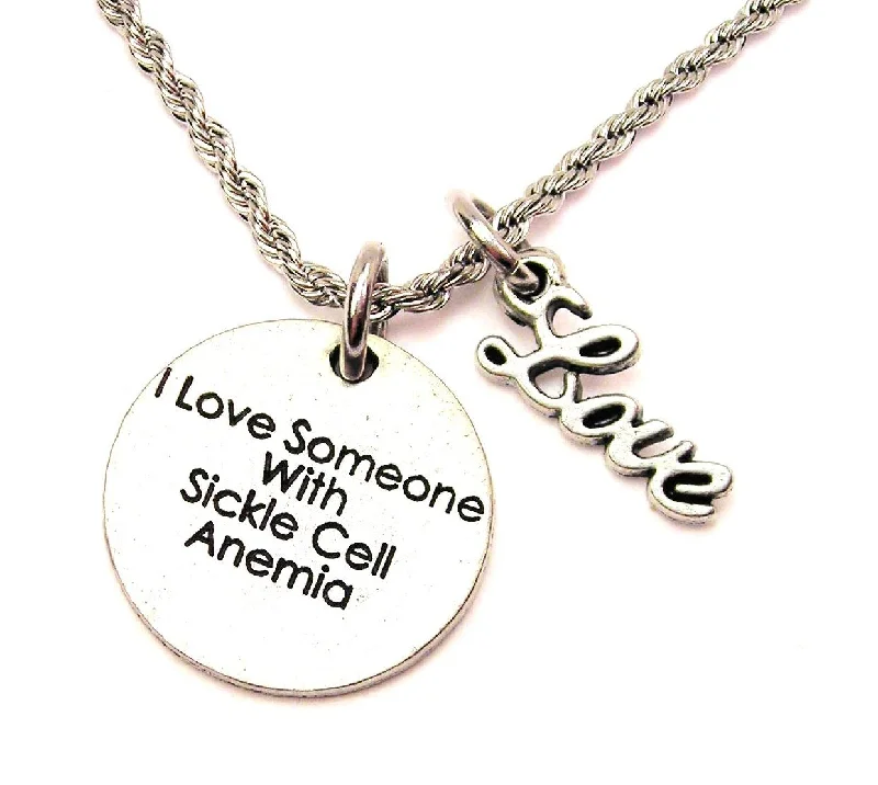 classic pendant necklaces for women -I Love Someone With Sickle Cell Anemia 20" Chain Necklace With Cursive Love Accent