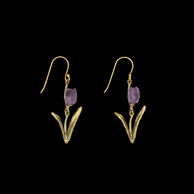 unique diamond rings for women -moonstone earrings for women -Tulip Earrings - Wire (Purple)