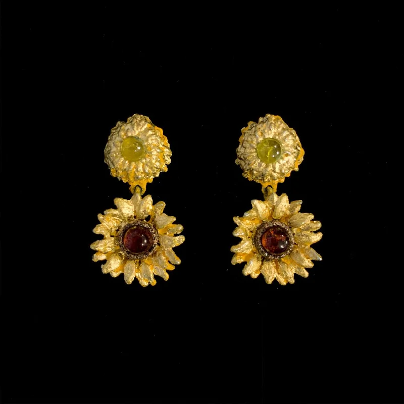 vintage diamond rings -handmade earrings for women -Van Gogh Sunflower Earrings - Post