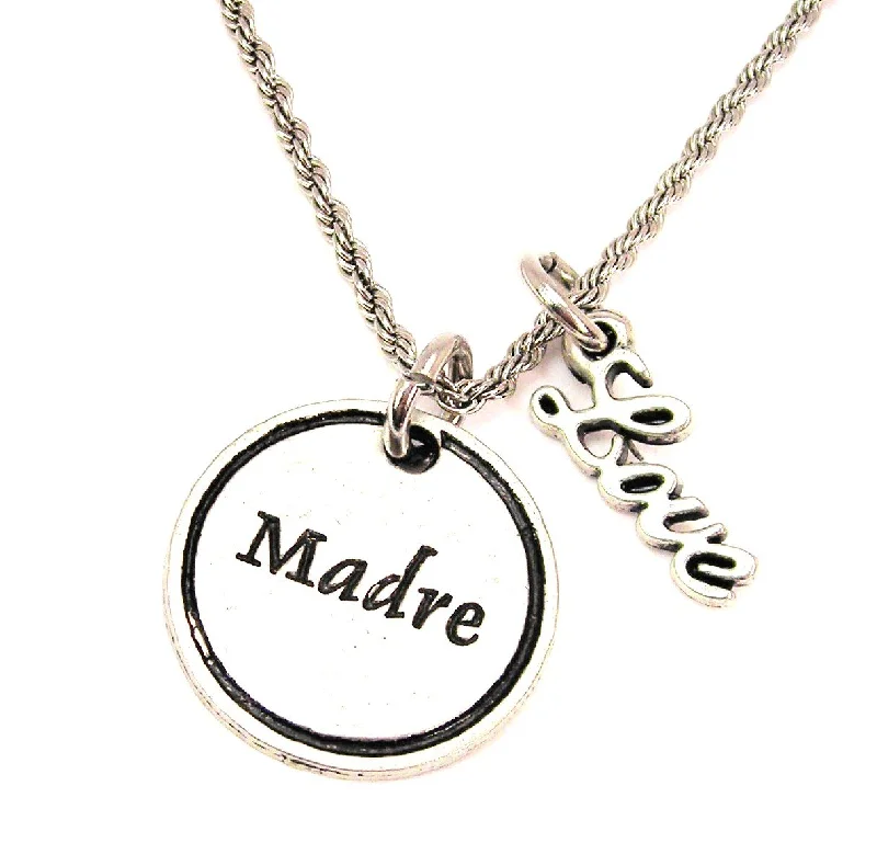 bohemian necklaces for women -Madre Mother 20" Chain Necklace With Cursive Love Accent