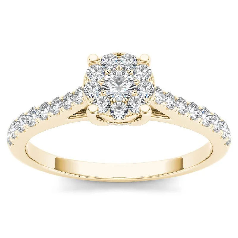 De Couer 10k Yellow Gold 1/2ct TDW Diamond Cluster Ring