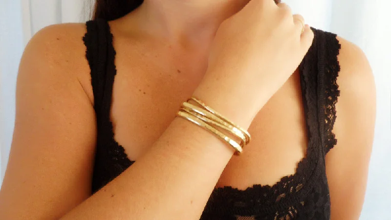 anniversary bracelets for women -Gold Fill Cuff Set (2 Small, 2 Large)