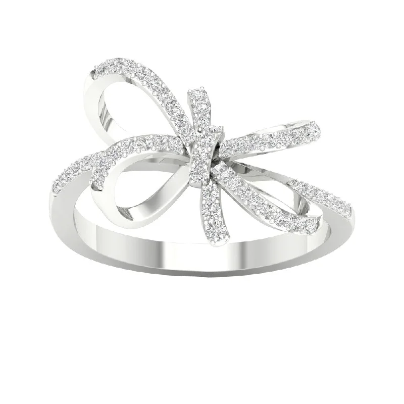 1/5ct TDW Diamond Knot Bow Fashion Ring in 10k Gold by De Couer