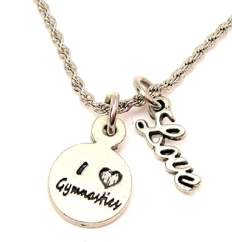 anniversary necklaces for women -I Love Gymnastics 20" Chain Necklace With Cursive Love Accent