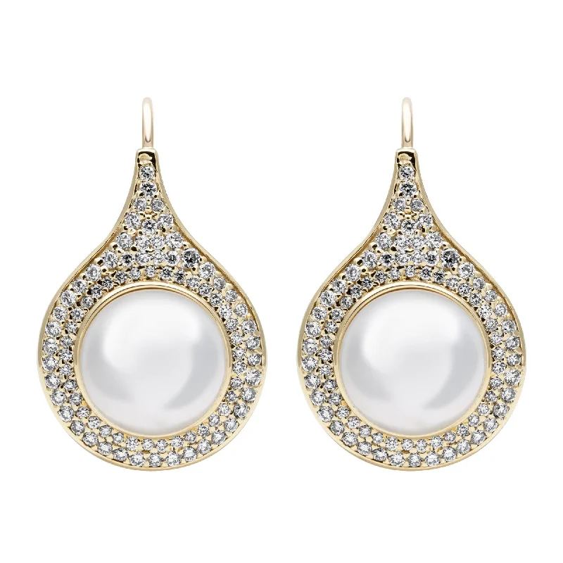 classic rings for women -gold hoop earrings for women -Earrings - South Sea Pearl And Diamond