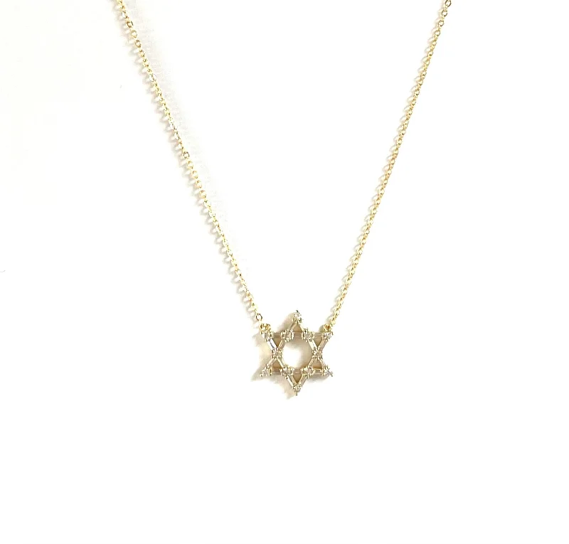 women's silver necklaces -Merle Star of David CZ Baguette Necklace