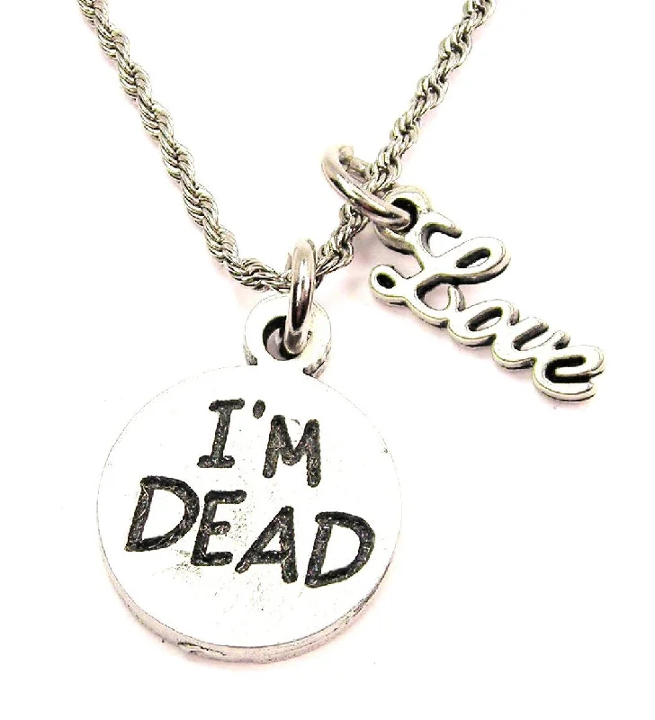 gold plated necklaces for women -I'm Dead 20" Chain Necklace With Cursive Love Accent