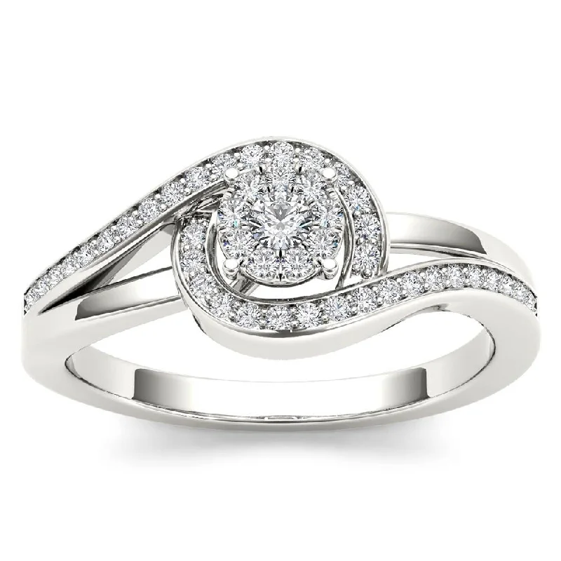 De Couer 10k White Gold 1/5ct TDW Diamond Promise Fashion Ring