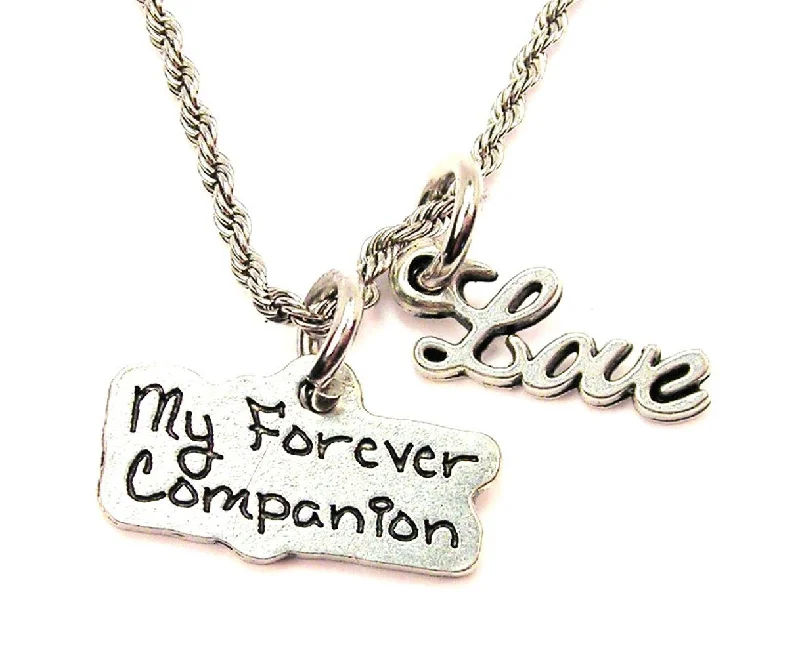 men's style necklaces for women -My Forever Companion 20" Chain Necklace With Cursive Love Accent