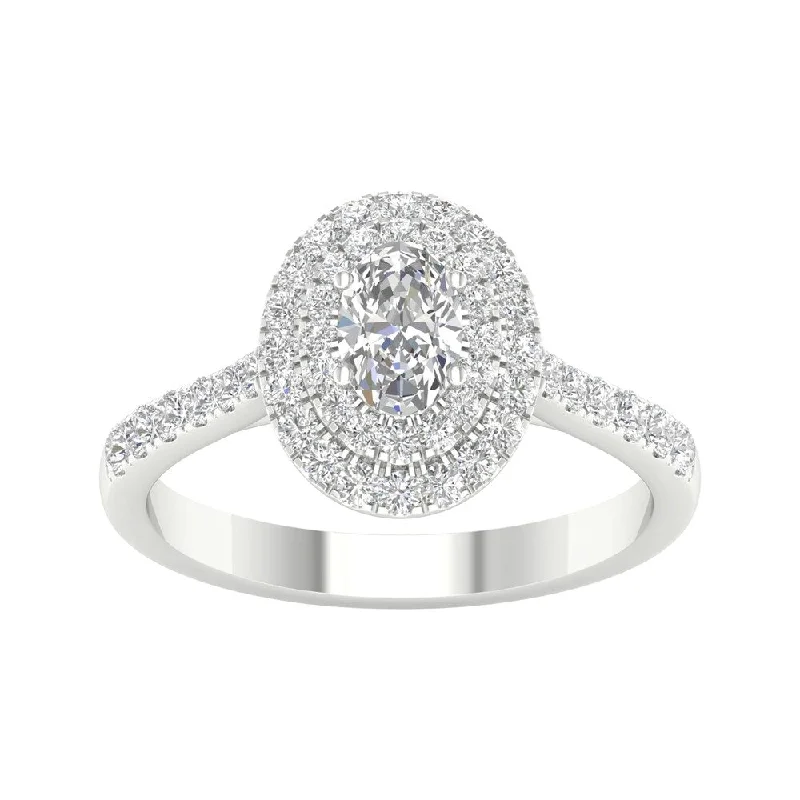 1ct TDW Diamond Double Halo Ring in 10k Gold by De Couer