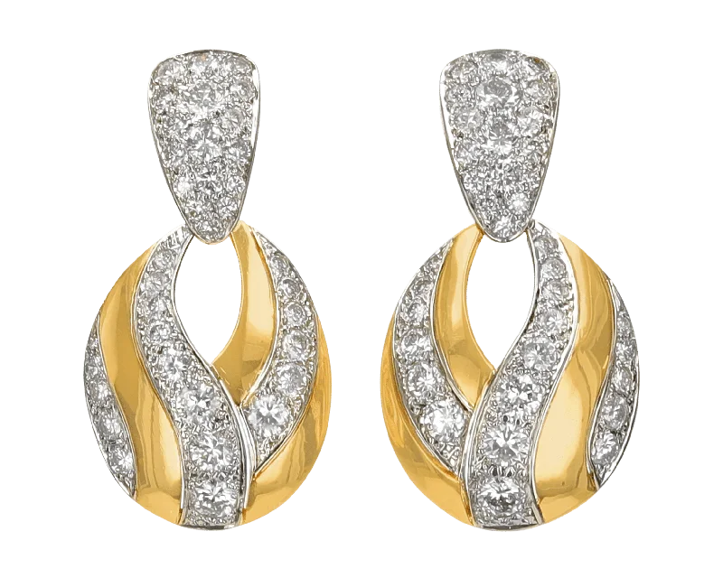 double band rings for women -zirconia earrings for women -Gold and Diamond Swirl Earrings