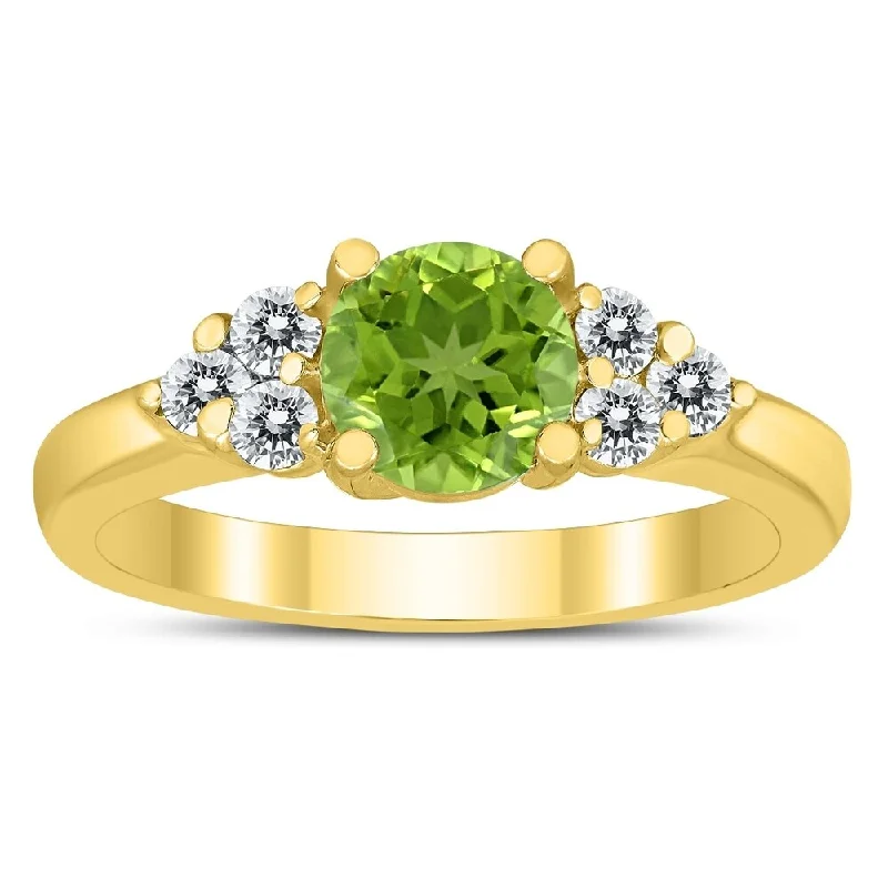 6MM Peridot and Diamond Cynthia Ring in 10K Yellow Gold