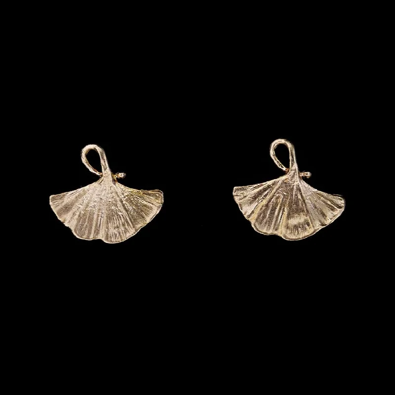 solitaire rings for women -minimalistic earrings for women -Fine Ginkgo Earrings - Post