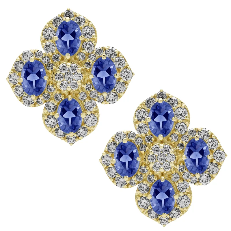 engagement rings for brides -bridal earrings for women -Earrings - Tanzanite And Diamond