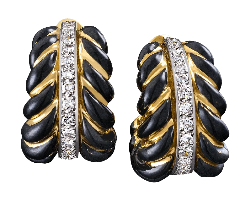 classic rings for women -gold hoop earrings for women -David Webb Enamel and Diamond Hoop Earrings