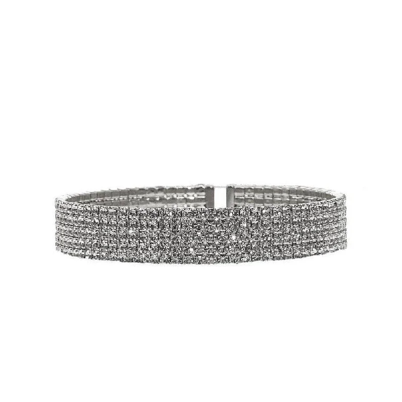 custom name bracelets -Pave Silver Crystal Cuff