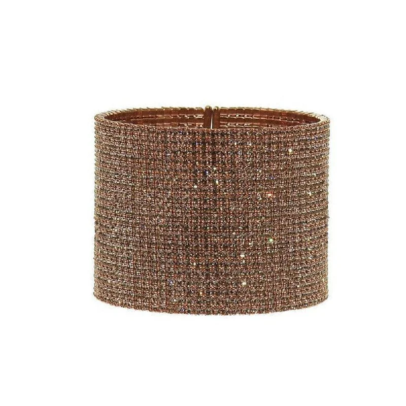 double-layer bracelets for women -Rose Pave Crystal Cuff