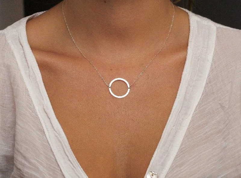 custom engraved necklaces -Sterling Silver Karma Necklace With Infinity Circle