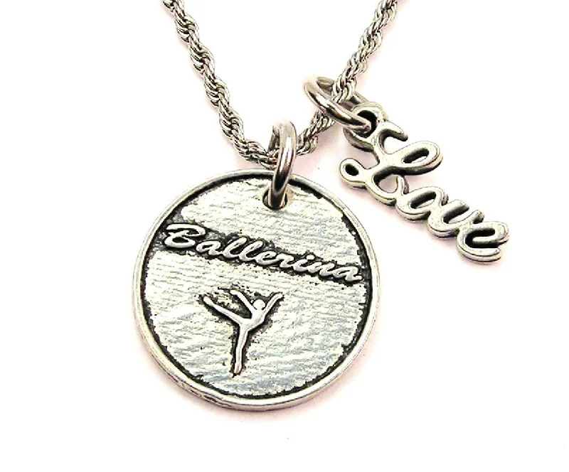 gold plated necklaces for women -Ballerina 20" Chain Necklace With Cursive Love Accent