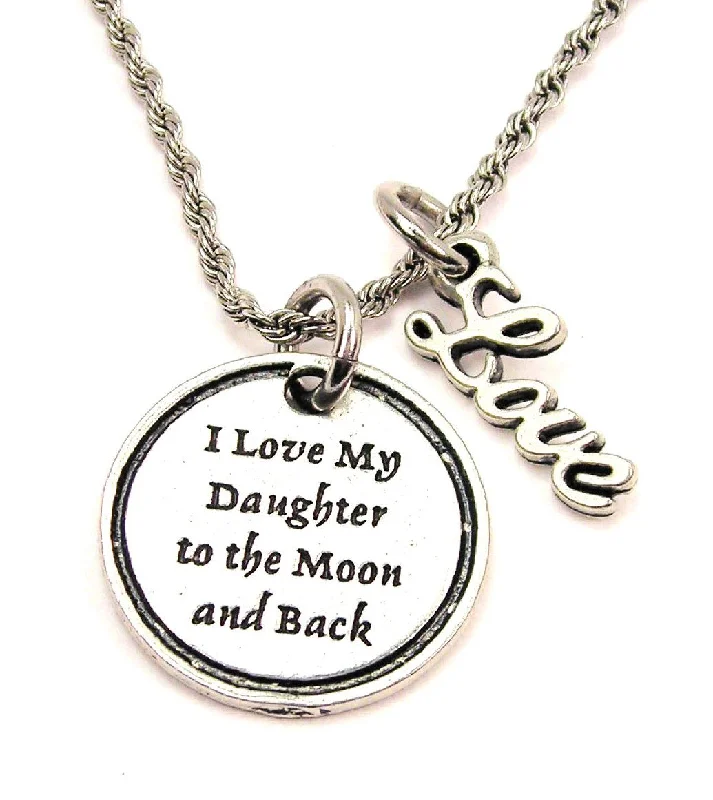 vintage necklaces for women -I Love My Daughter To The Moon And Back 20" Chain Necklace With Cursive Love Accent