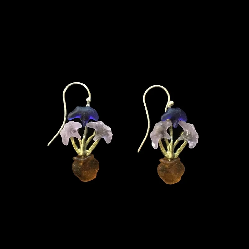 oval rings for women -clip-on earrings for women -Van Gogh Irises Earrings - Wire