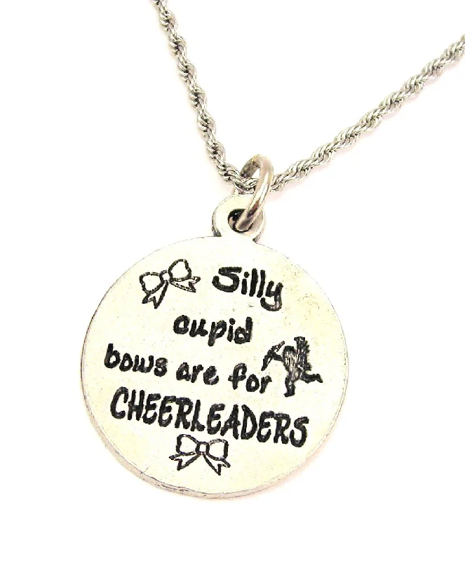 delicate pearl necklaces for women -Silly Cupid Bows Are For Cheerleaders Single Charm Necklace