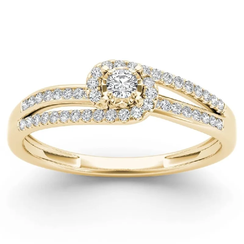 De Couer 10k Yellow Gold 1/5ct TDW Diamond Bypass Promise Ring