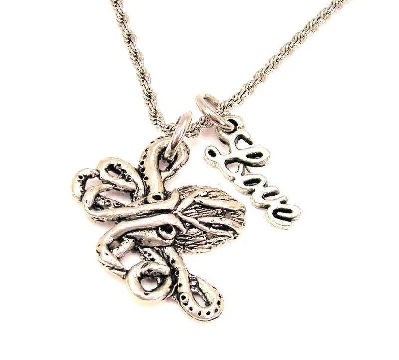 rose gold necklaces for women -Cthulhu 20" Chain Necklace With Cursive Love Accent