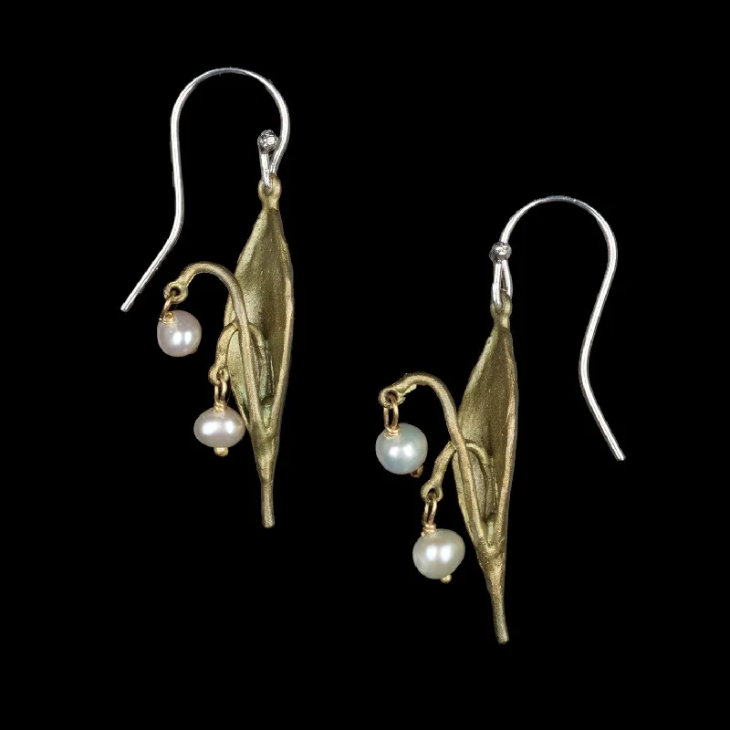 diamond rings for women -women's silver earrings -Lily of the Valley Earrings - Leaf Drop