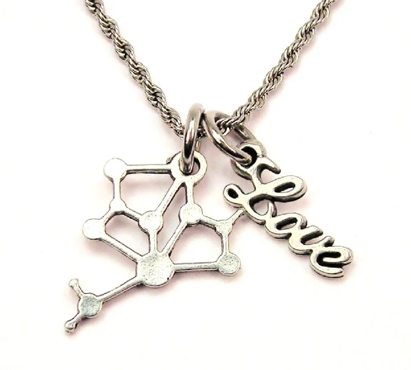 bridal pearl necklaces for women -DNA Molecule 20" Chain Necklace With Cursive Love Accent