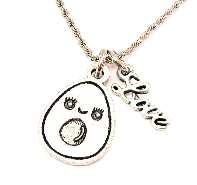 engagement necklaces for women -Happy Female Avocado 20" Chain Necklace With Cursive Love Accent