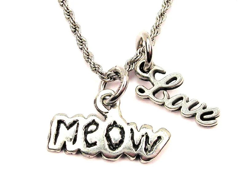 infinity pendant necklaces -Meow 20" Chain Necklace With Cursive Love Accent