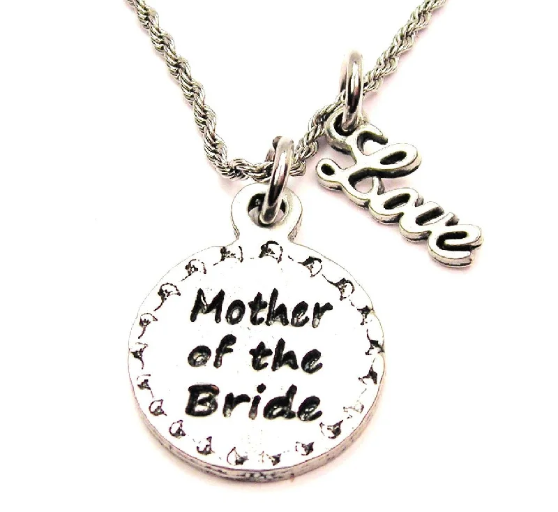 boho necklaces for women -Mother Of The Bride 20" Chain Necklace With Cursive Love Accent