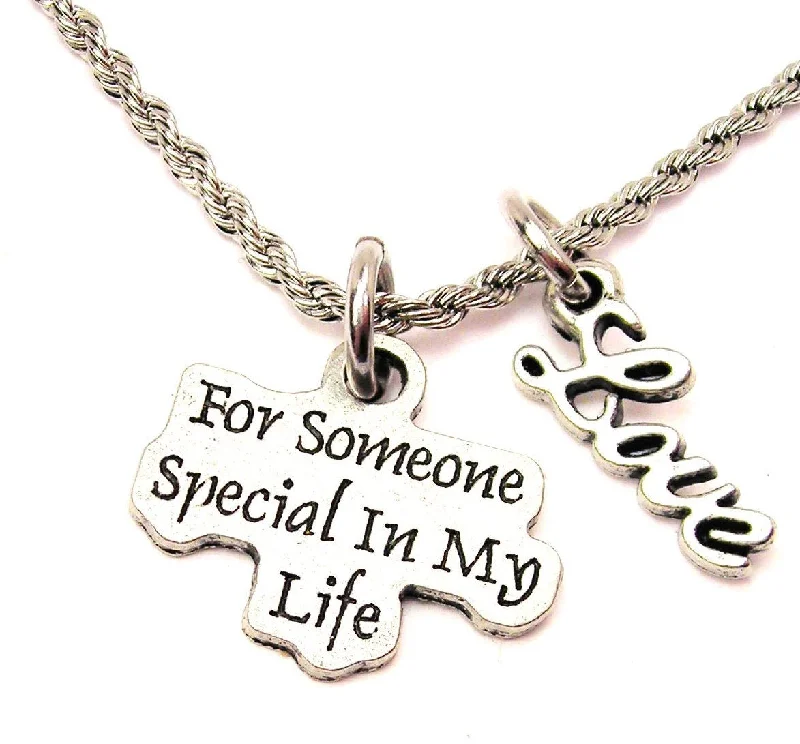 custom pendant necklaces for women -For Someone Special In My Life 20" Chain Necklace With Cursive Love Accent