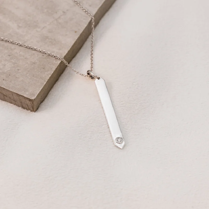 minimalist gold necklaces for women -14K GOLD SINGLE DIAMOND BAR NECKLACE