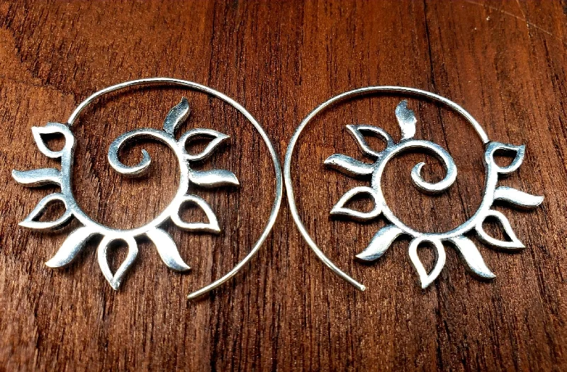 fashion promise rings -thick hoop earrings -Spiraling Sun Threader Earrings