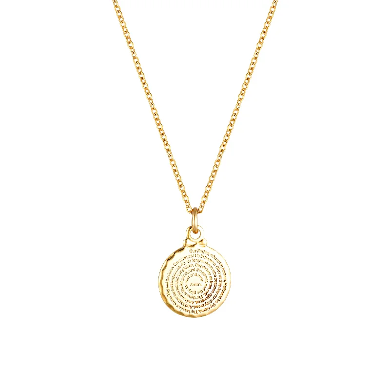 rose gold necklaces for women -Lord's Prayer Coin Necklace