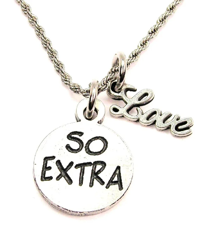 anniversary gift necklaces for women -So Extra 20" Chain Necklace With Cursive Love Accent