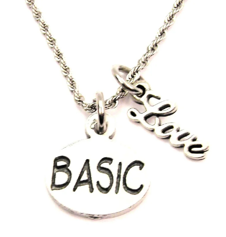 minimalist gold necklaces for women -Basic 20" Chain Necklace With Cursive Love Accent