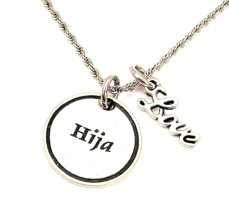 vintage bridal necklaces for women -Hija Daughter 20" Chain Necklace With Cursive Love Accent