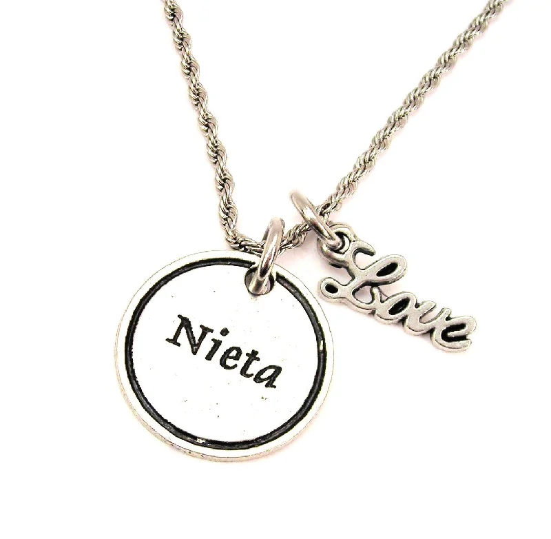 adjustable gold necklaces for women -Nieta Granddaughter 20" Chain Necklace With Cursive Love Accent