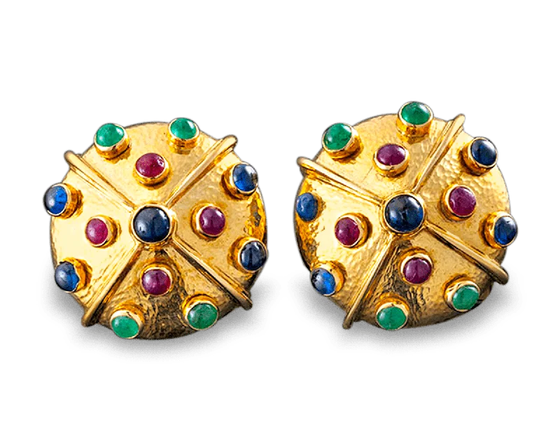 wedding bands with diamonds -gold stud earrings for women -David Webb Multi-Color Gemstone Earrings