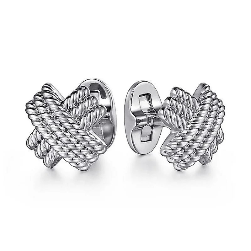 oval bangles for women -Gabriel Sterling Silver Twisted Rope Criss Cross 'X'  Cufflinks