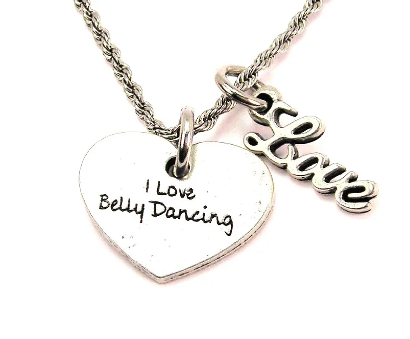 moonstone necklaces for women -I Love Belly Dancing 20" Chain Necklace With Cursive Love Accent