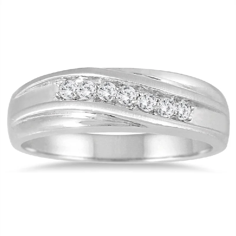 1/4 Carat TW Diamond Men's Ring in 10K White Gold